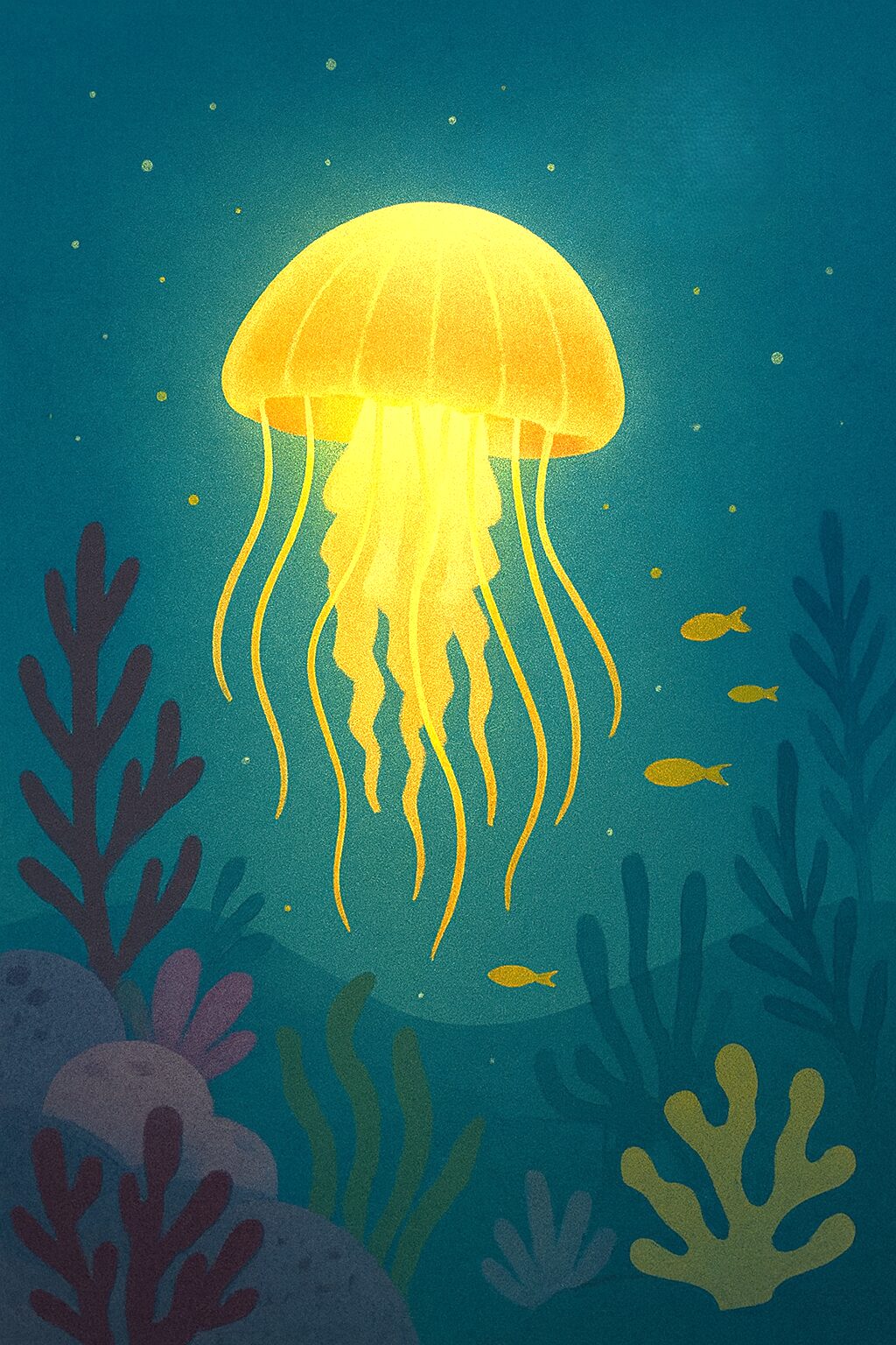 glowing jellyfish in ocean